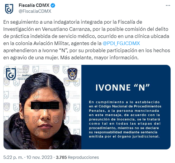 Dan libertad condicional a Ivonne "N", doctora que practicó cesárea a mujer sin estar embarazada