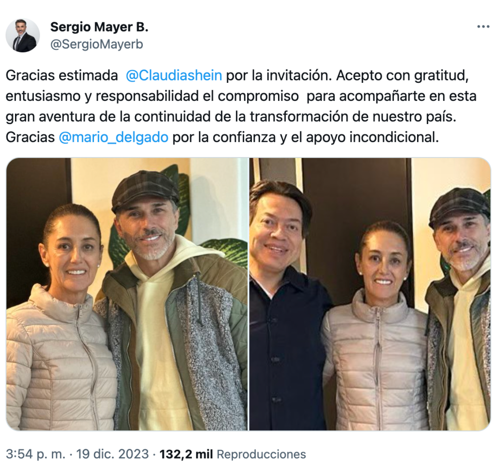 Ora si ya ganaron: Sergio Mayer se une al equipo de Claudia Sheinbaum