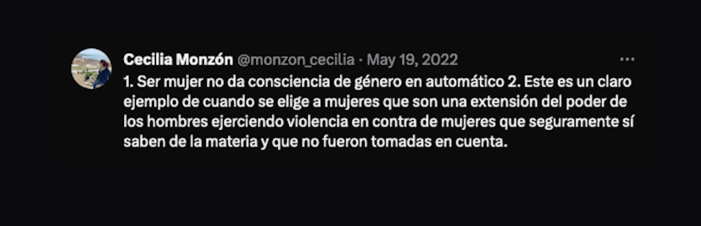 Captura de pantalla de un post de Cecilia Monzón que aparece en el documental