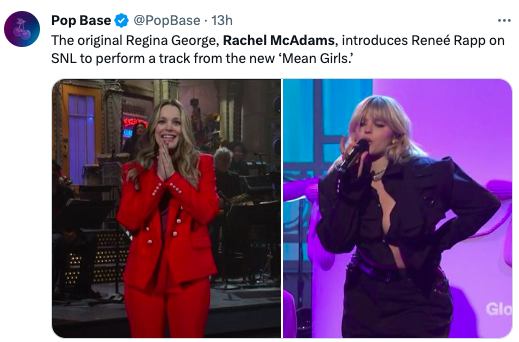 ¡Regina George! Rachel McAdams aparece en SNL para presentar a Reneé Rapp