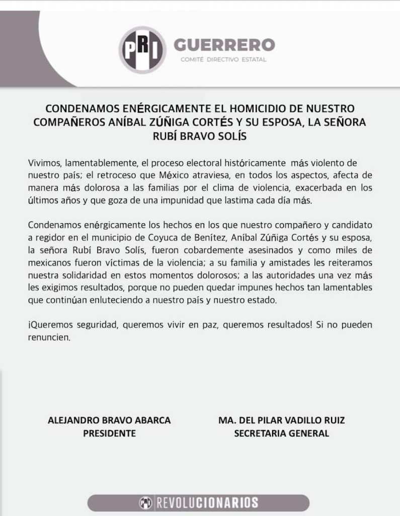 Comunicado del PRI Guerrero.