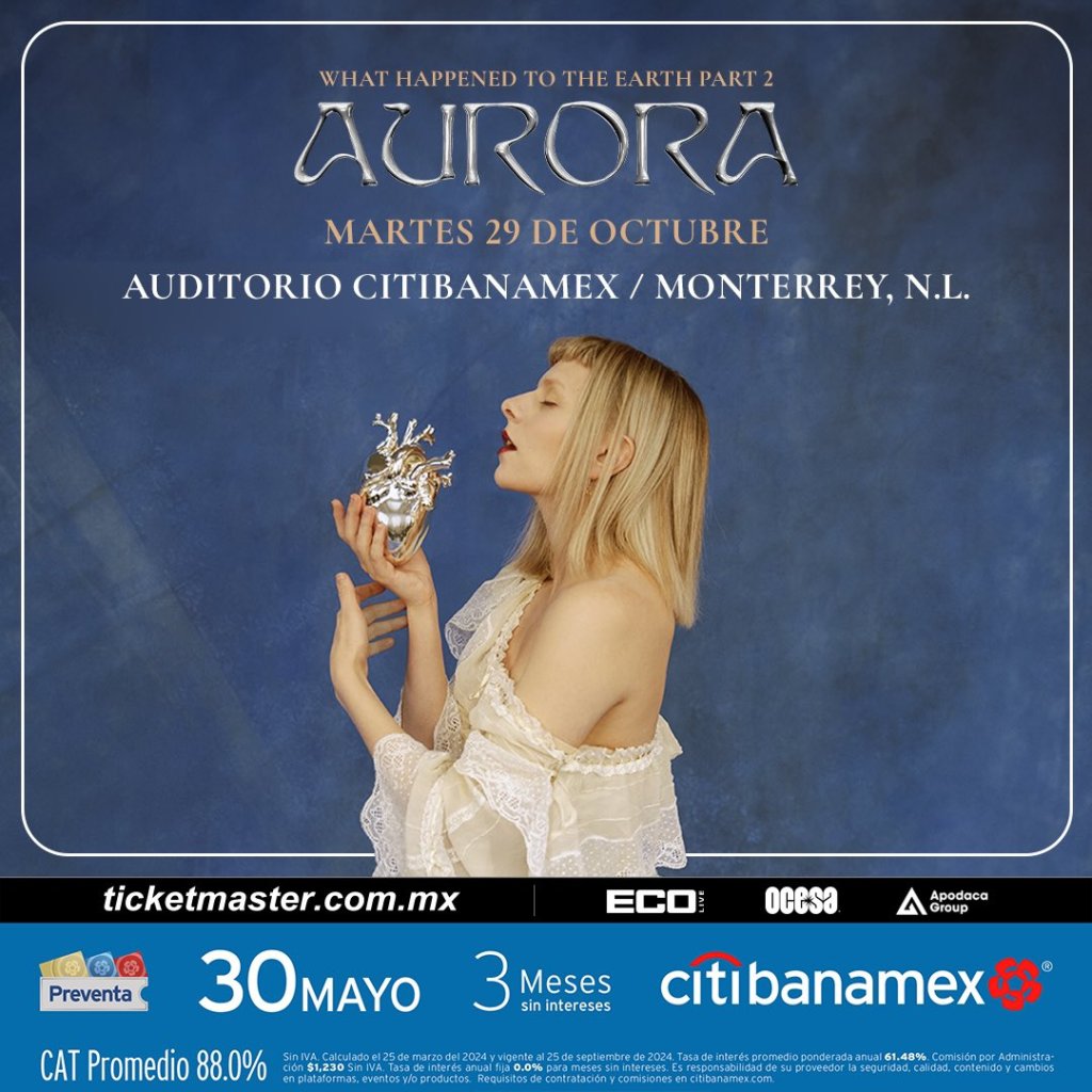 Aurora anuncia conciertos en CDMX, Guadalajara y Monterrey: Fechas, venues, boletos y más