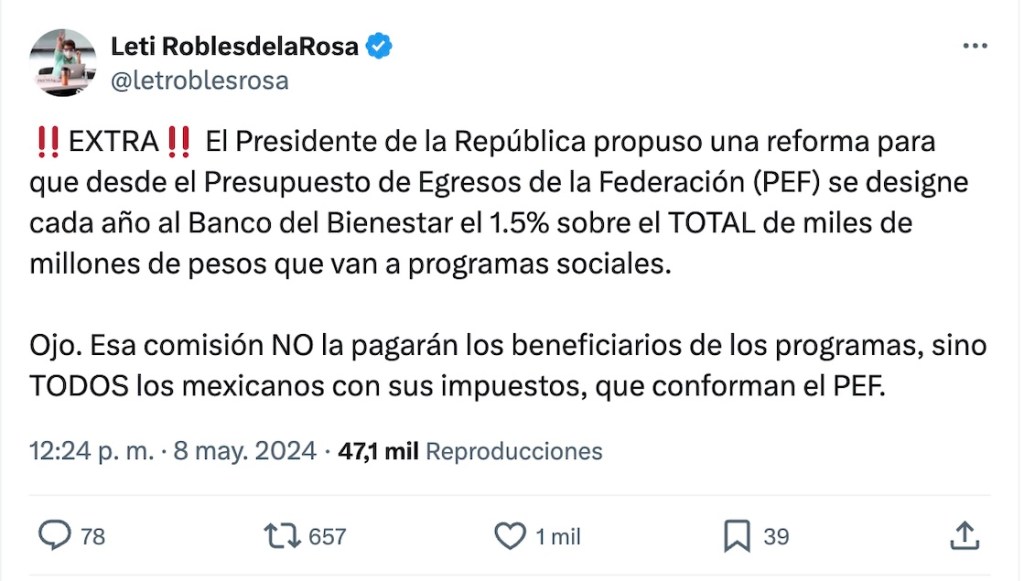 Cómo está eso de que quieren cobrar comisiones para mantener al Banco del Bienestar