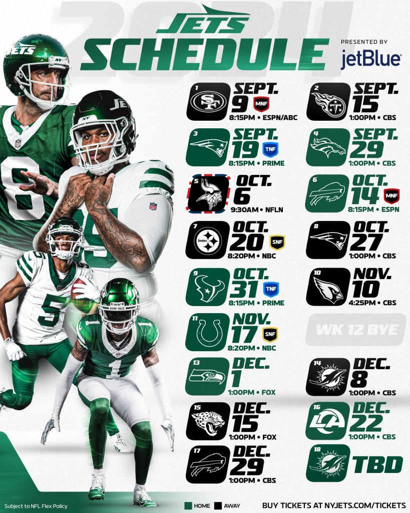 Calendario de los Jets