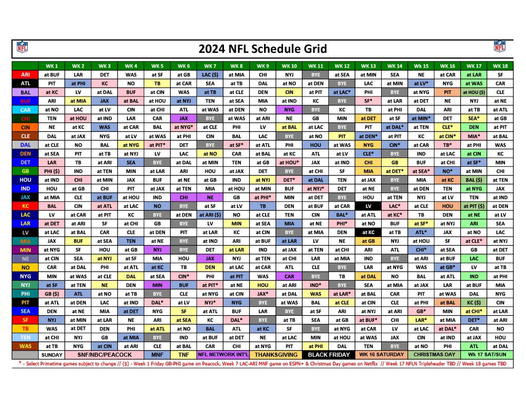 Calendario completo de la NFL 2024