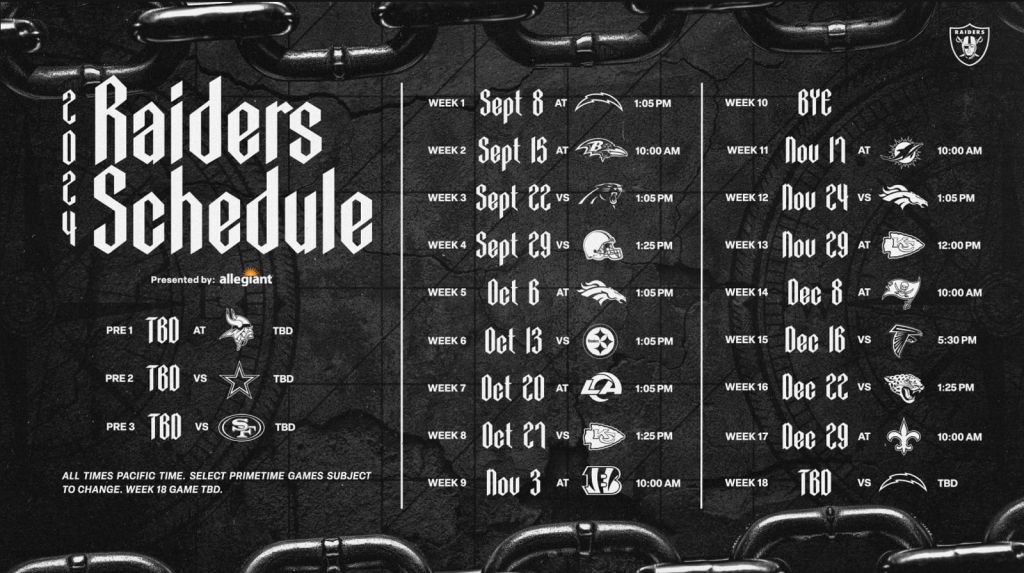 Calendario de los Raiders