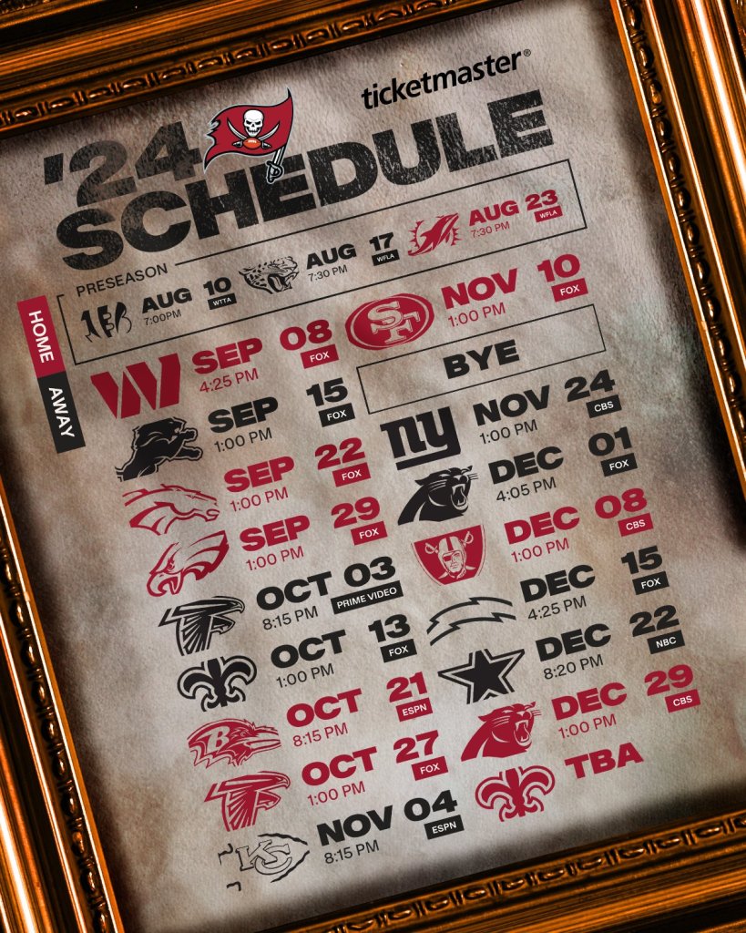 Calendario Tampa Bay Buccaneers