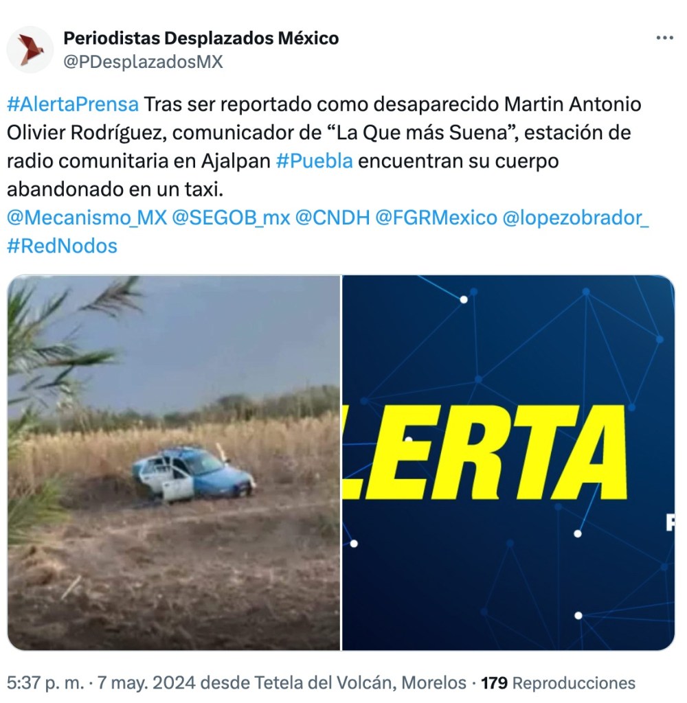 Encontraron el cuerpo de un locutor en Puebla