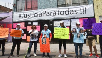 Una manifestación en la casa del feminicida de Iztacalco