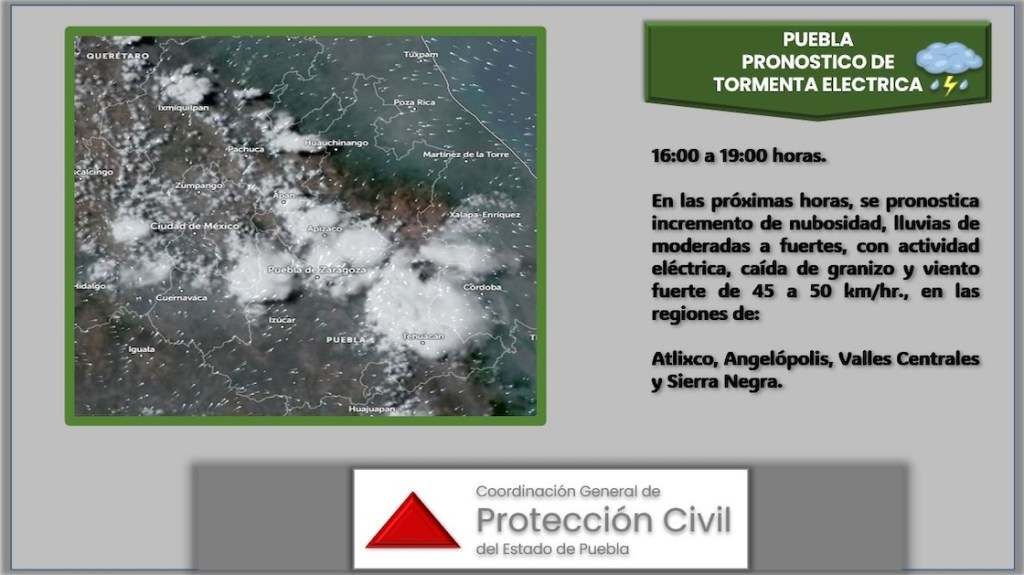 Un tinaco en las calles, mucho granizo y fuertes lluvias sorprenden a Puebla