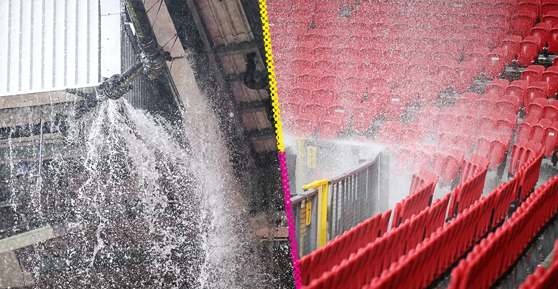 ¡Urge remodelación! Las goteras en el Old Trafford convirtieron la lluvia en cascadas