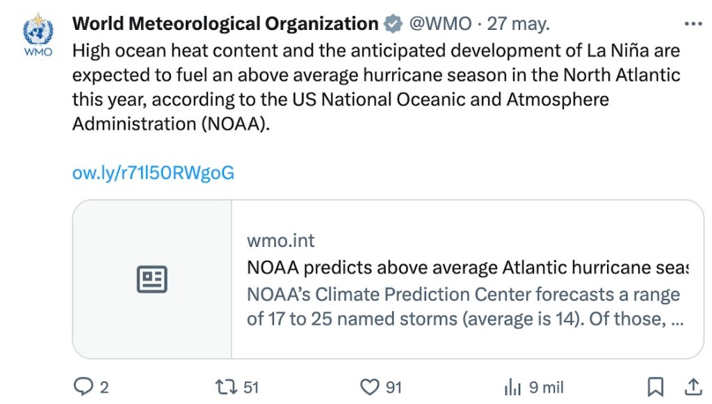 Más huracanes con más fuerza en el Atlántico por la Niña y el calentamiento del océano