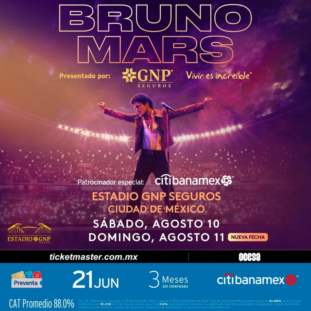 Bruno Mars anuncia conciertos en México para inaugurar el Estadio GNP Seguros: Fecha, boletos y lo que debes saber