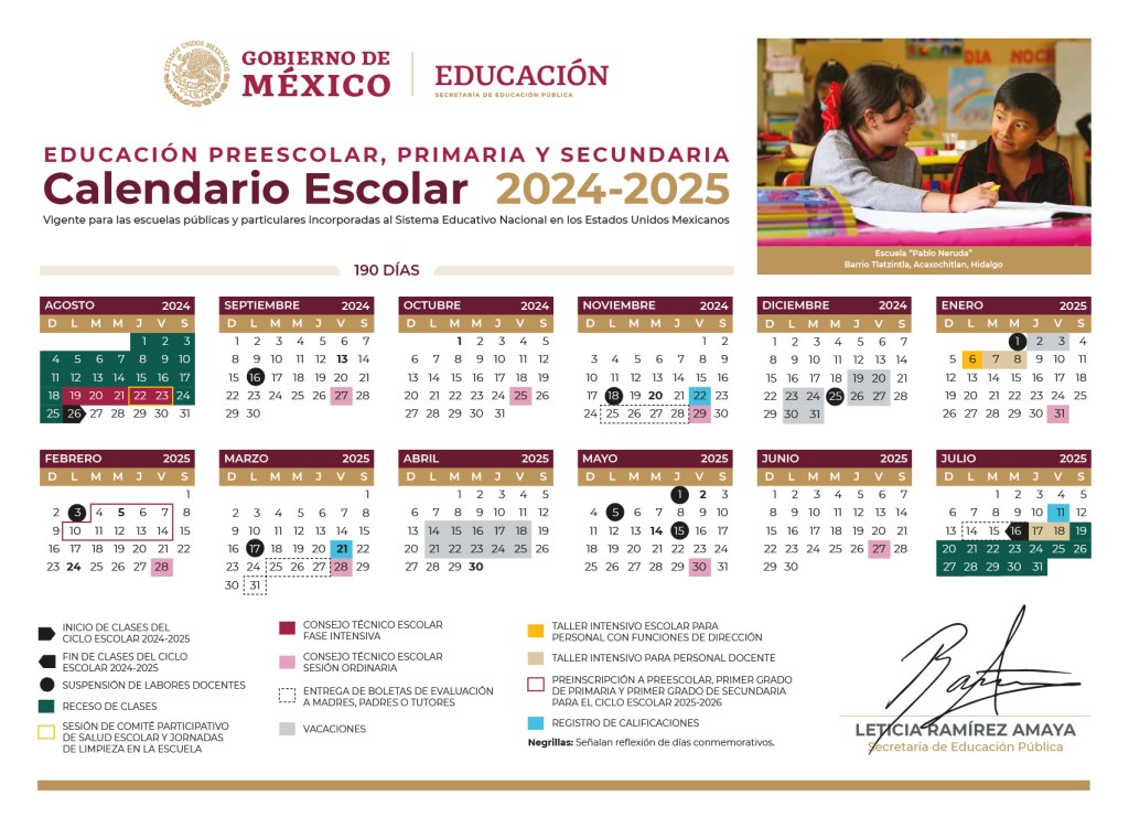 El nuevo calendario escolar del 2024-2025