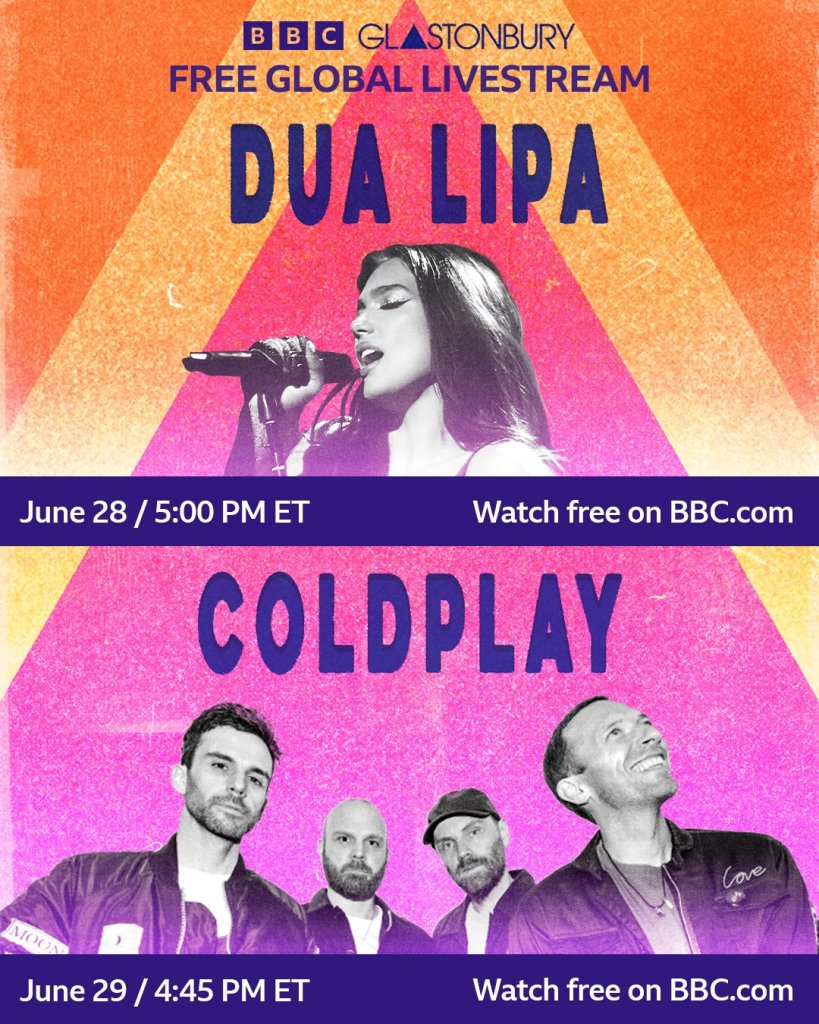 Cuándo, a qué hora y dónde ver los shows de Dua Lipa y Coldplay en Glastonbury 2024