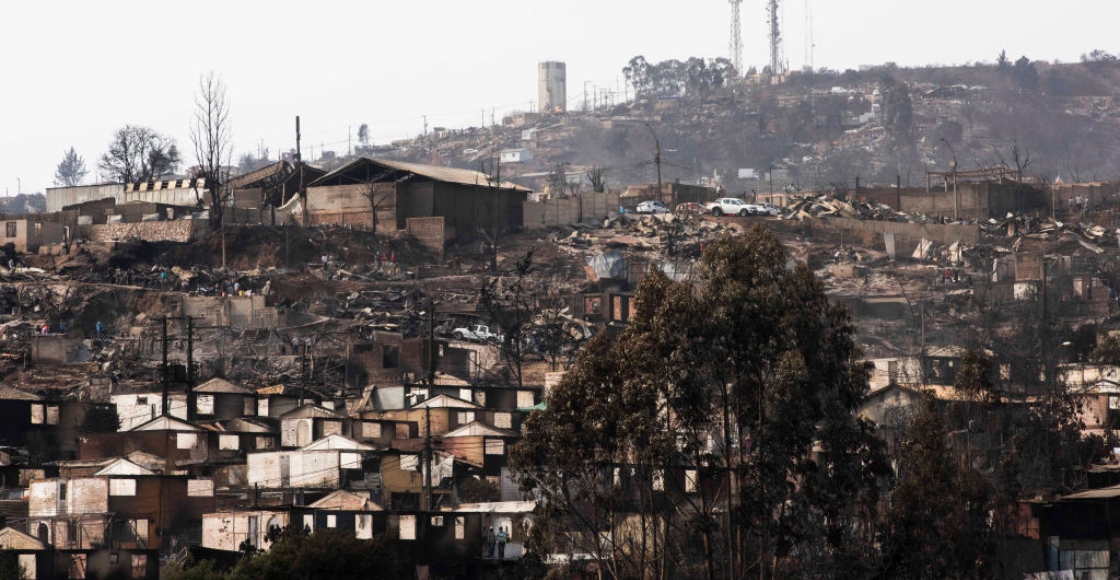 El incendio en Valparaiso, Chile