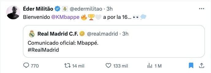 Militao le da la bienvenida a Mbappé