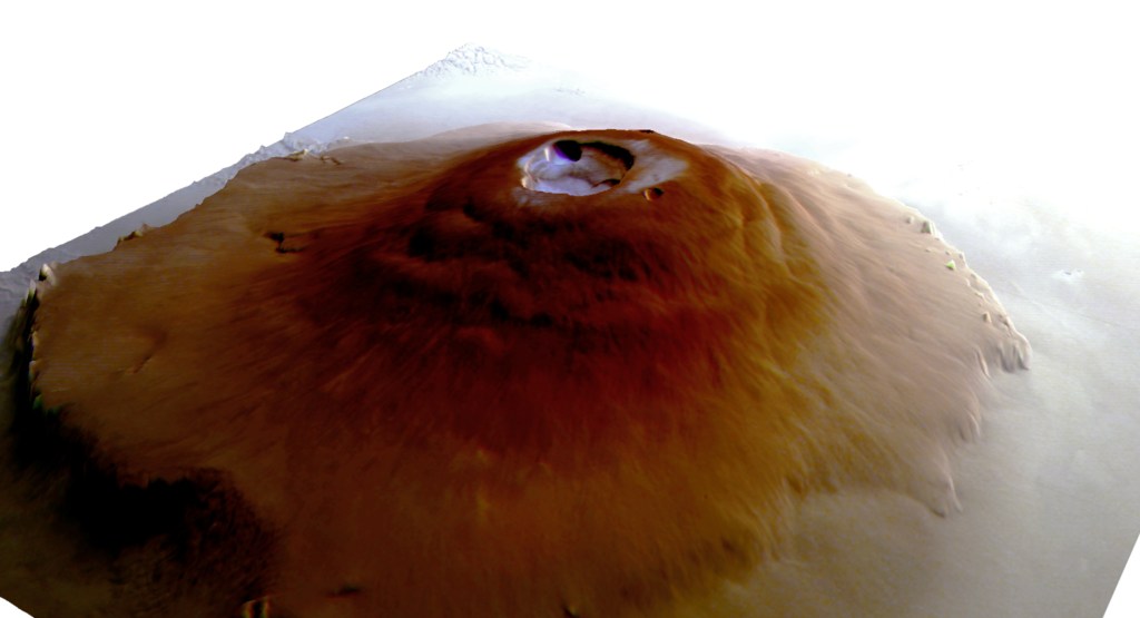 La foto de un volcán helado en Marte