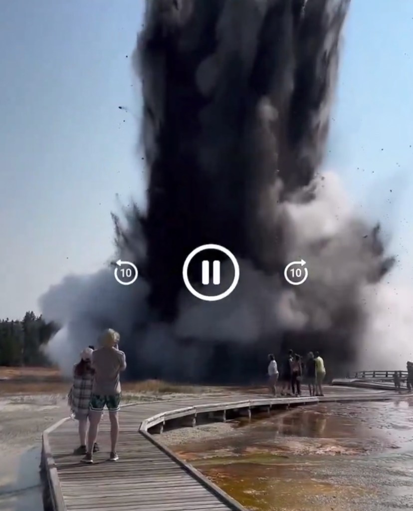 La explosión que se registró en el Parque Yellowstone