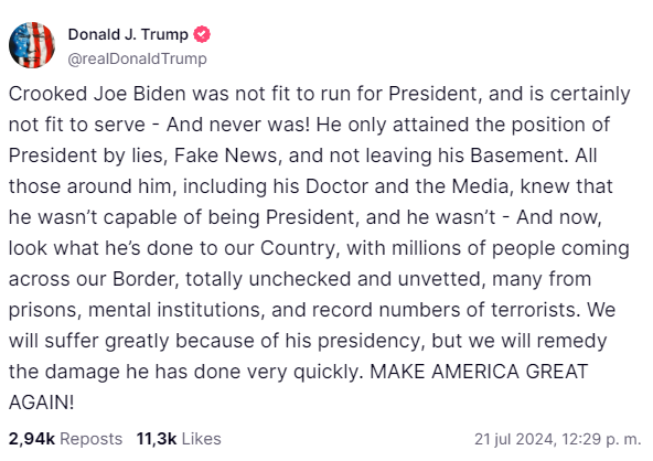 Reacción Trump Joe Biden abandona elecciones