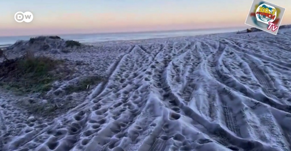 Mariscadero: Así se ve la playa congelada por la Ola de Frío en Chile