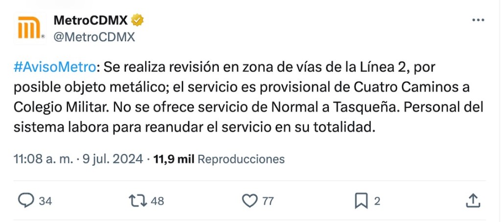 Línea 2 del Metro CDMX: Suspenden servicio en casi todas las estaciones, ¿por?