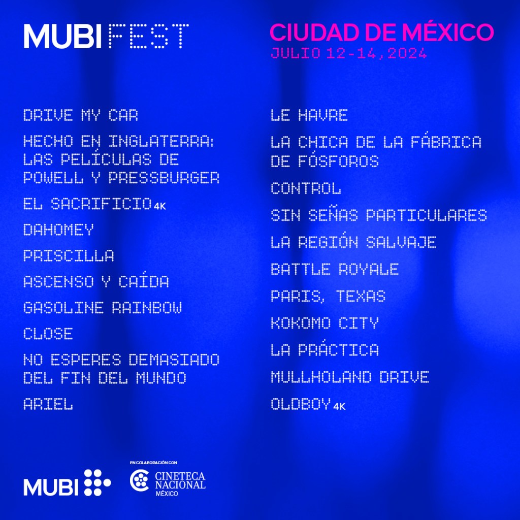 Programación del MUBI Fest CDMX 2024