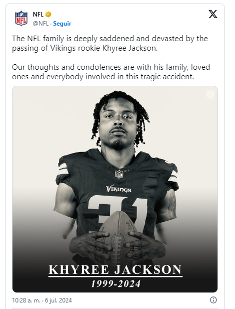 Khyree Jackson: ¿Quién es y cómo murió el novato de los Vikings de NFL?