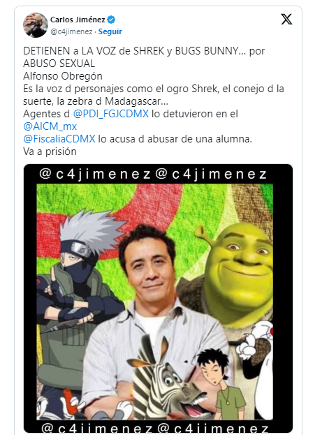 Alfonso Obregón, voz de Shrek, preso por abuso sexual