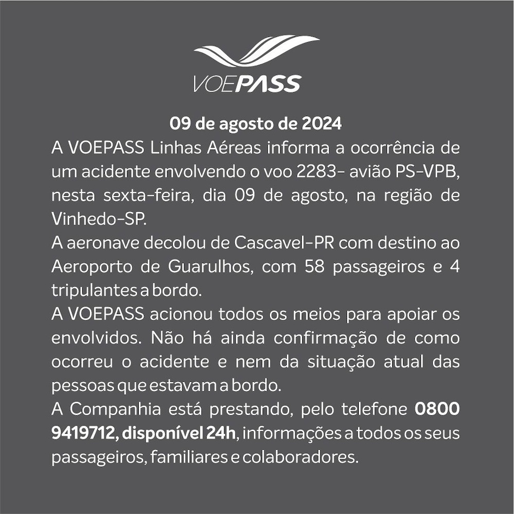 Lo que sabemos de la caída de un avión en Brasil