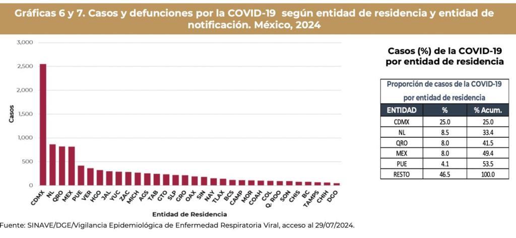 Los casos de COVID-19 por estado