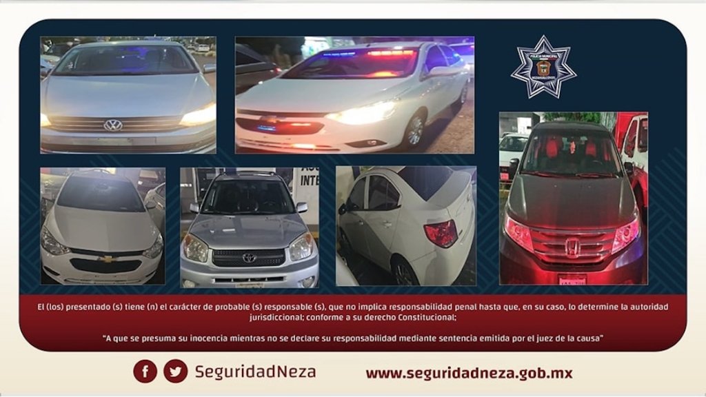 Los coches en los que viajaban los policías de CDMX y agentes de la FGR detenidos.