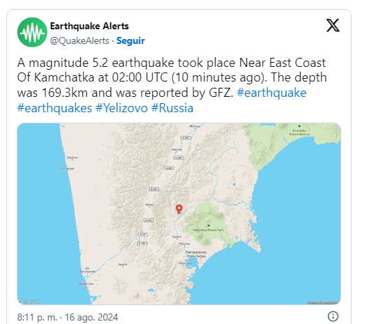 Videos e imágenes: Sismo en Kamchatka y erupción del volcán Shiveluch en Rusia