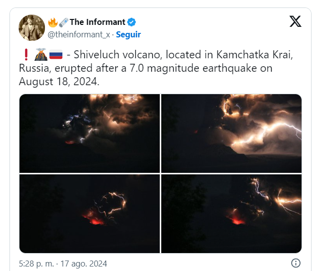 Videos e imágenes: Sismo en Kamchatka y erupción del volcán Shiveluch en Rusia