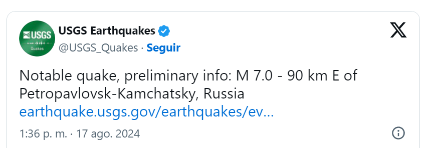 Videos e imágenes: Sismo en Kamchatka y erupción del volcán Shiveluch en Rusia