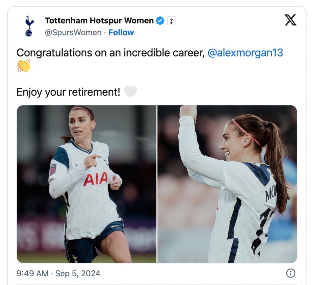 Alex Morgan se retira del futbol