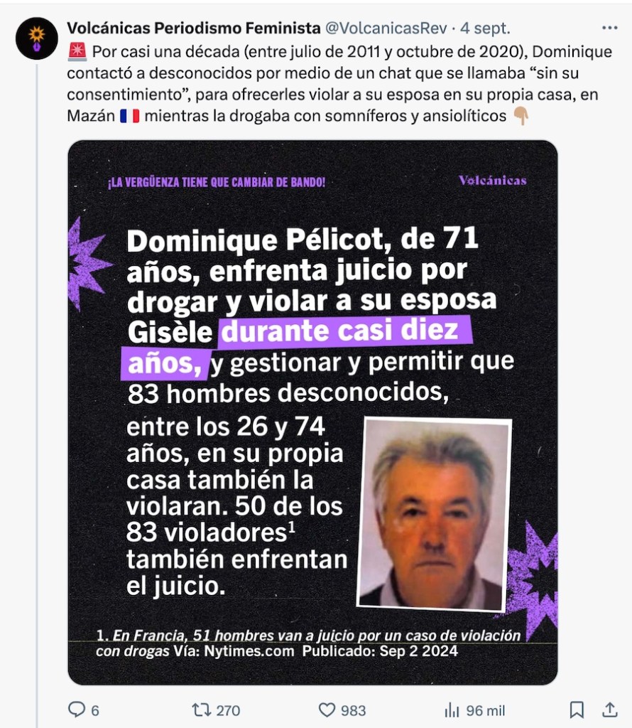 "Que la vergüenza cambie de bando": Lecciones de Gisèle Pélicot y el juicio público contra sus 51 agresores en Francia