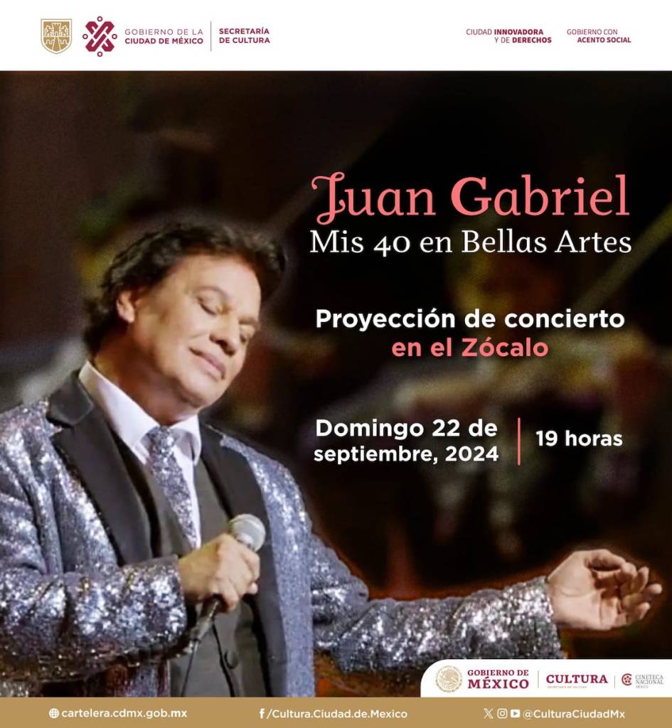 Fecha y hora de la proyección del concierto de Juan Gabriel.