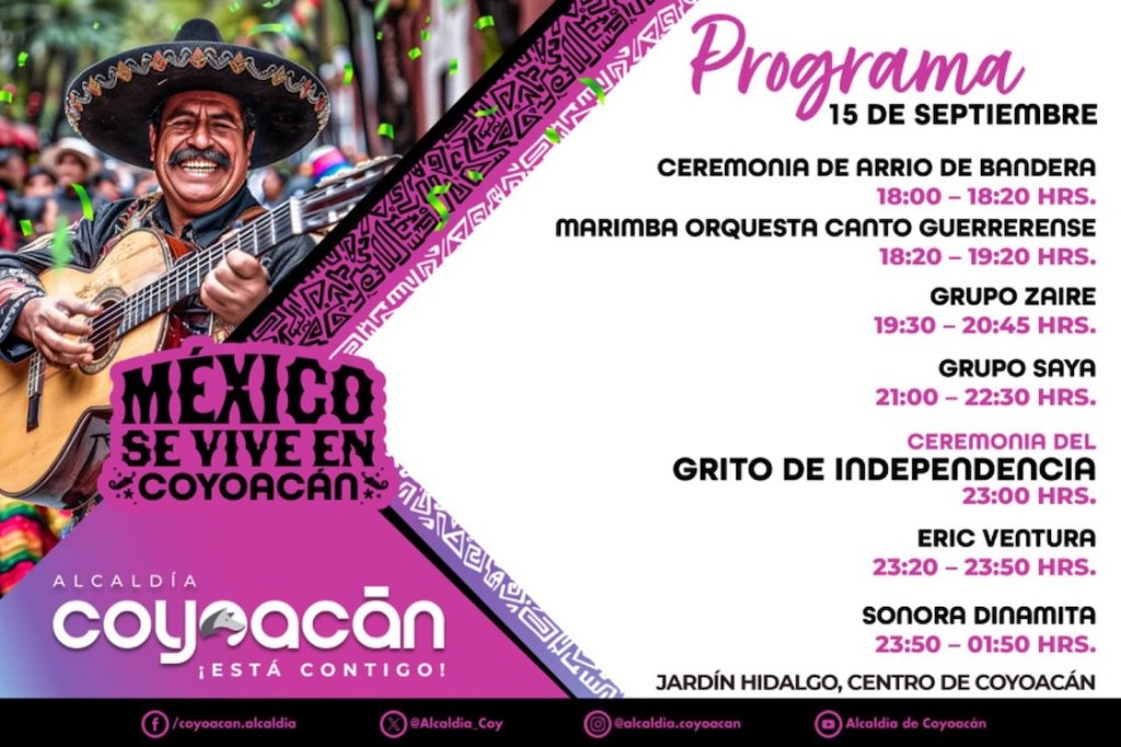 ¡Pa' dar el Grito! Conciertos gratis en las 16 alcaldías de CDMX el 15 de septiembre 2024