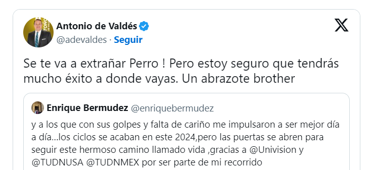 Enrique ‘El Perro’ Bermúdez se despide de Televisa