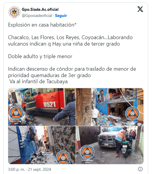 Explosión por fuga de gas en Coyoacán