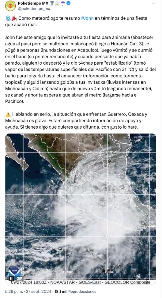 ¿Por qué dicen que John se convirtió en un 'huracán zombie' en las costas de Guerrero?