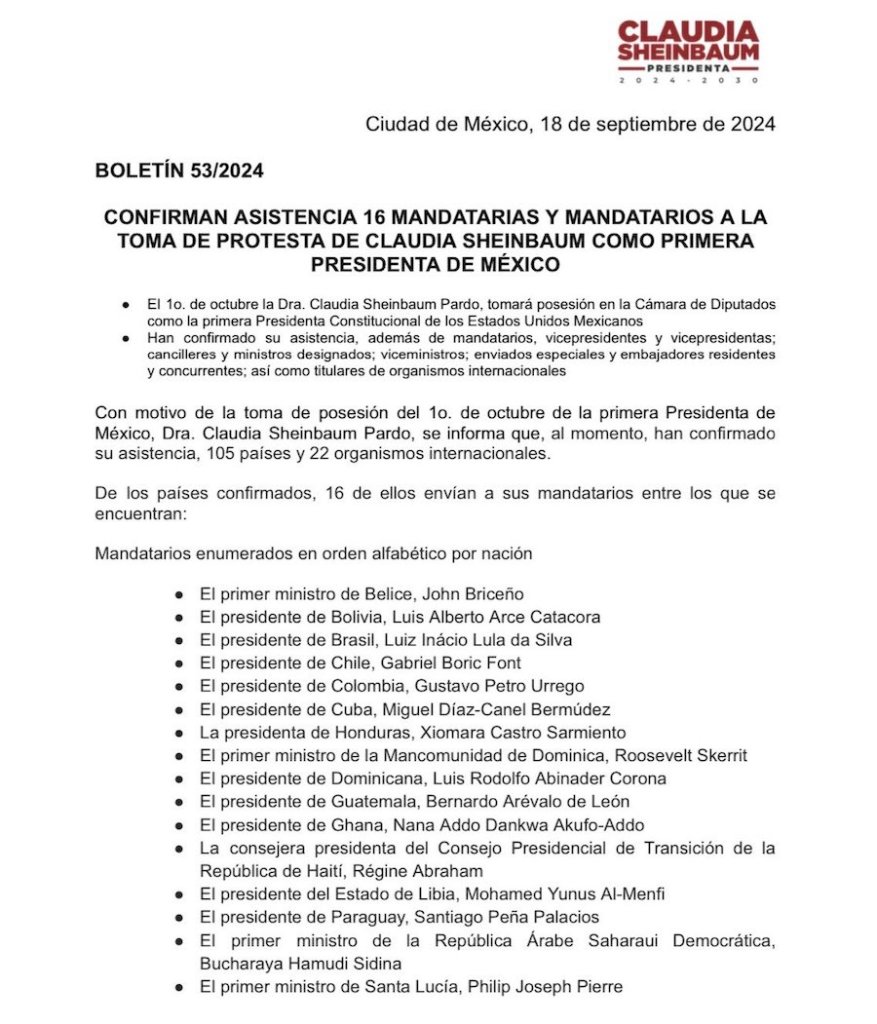 Toma de protesta de Claudia Sheinbaum: Horarios y todo lo que tienes que saber del cambio de Gobierno en México