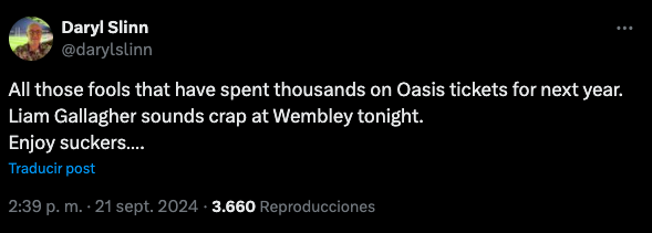 Liam Gallagher pelea con fans que lo critican por cantar canciones de Oasis en show de Wembley 