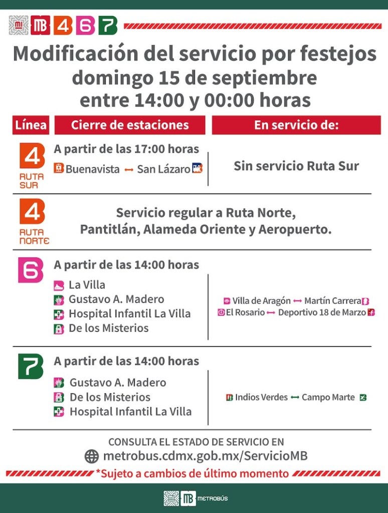 Calles cerradas, Metrobús y Metro el 15 y 16 de septiembre en CDMX