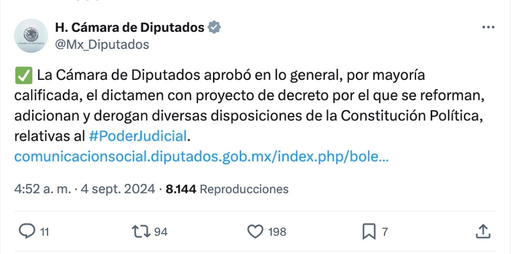 6 cosas que diputados aprobaron de la Reforma al Poder Judicial de AMLO y qué sigue