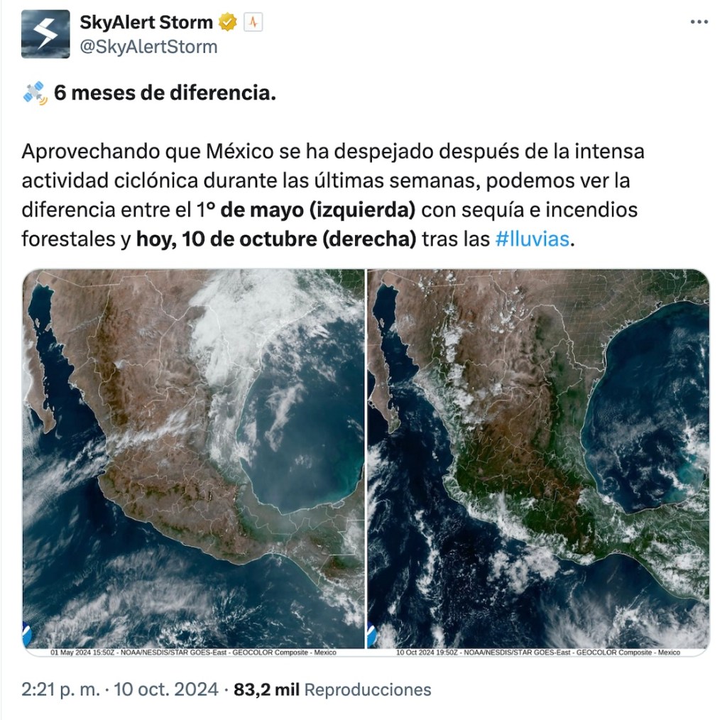 Fotos del antes y después de las lluvias: México se pinta de verde otra vez