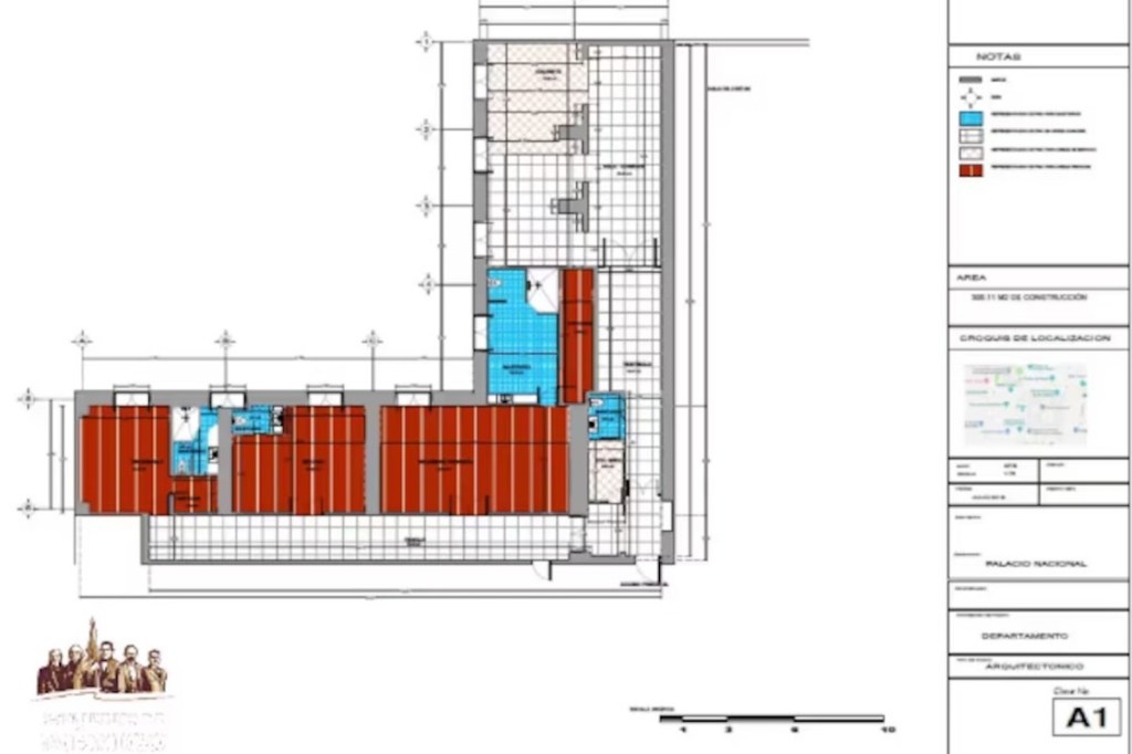 Plano del depa de Palacio Nacional que mostró AMLO.