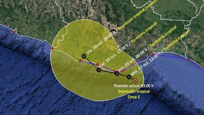 Trayectoria de depresión tropical Once-E