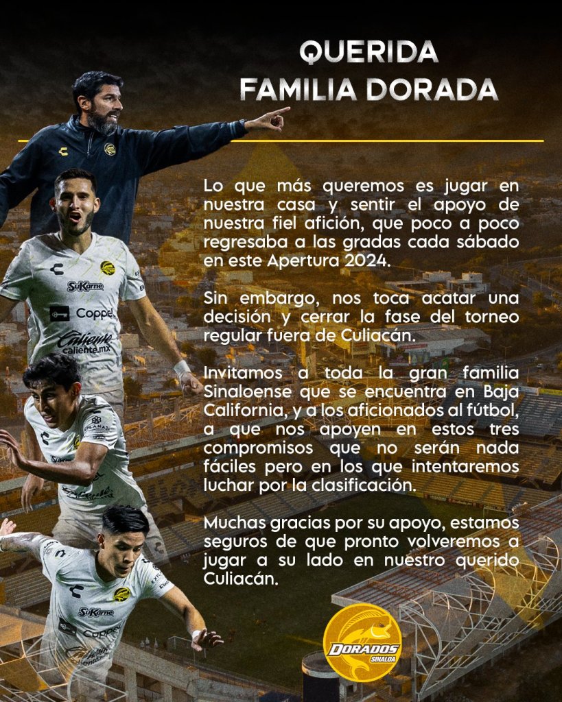 Comunicado oficial del Club Dorados